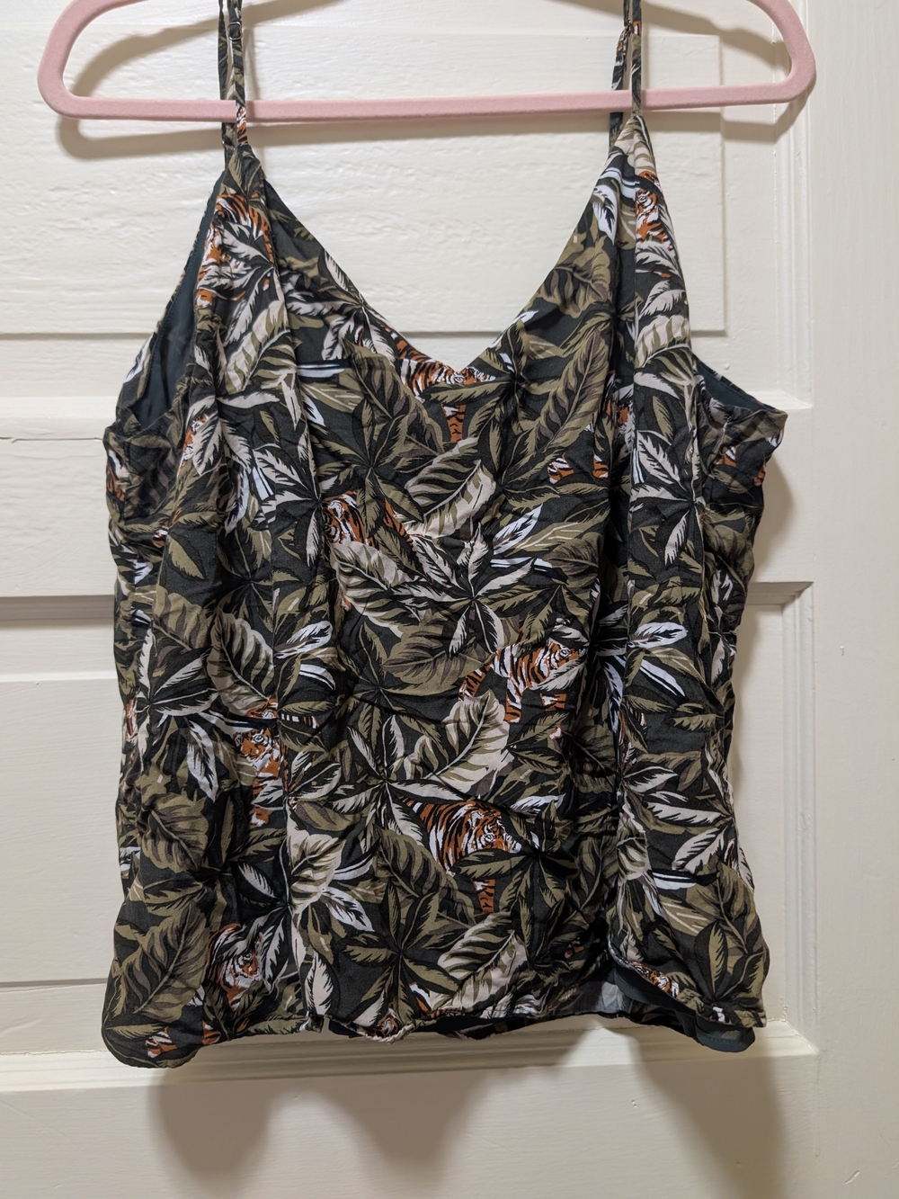 Banana Republic Olive Green Tropical Leaf & Tiger Print Camisole